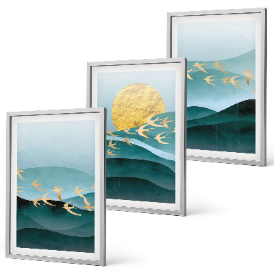 Juego de 3 cuadros Paisajes abstractos de atardeceres
