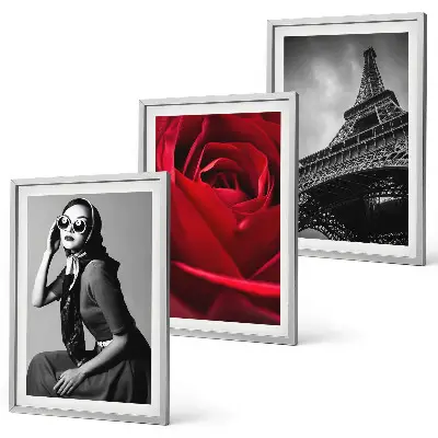 Set de 3 cuadros decorativos para salón diseño Una parisina con gafas Eiffel