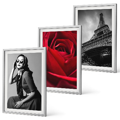 Set de 3 cuadros para salón Una parisina con gafas Eiffel