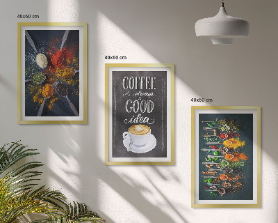 Set de 3 cuadros para salón Especias, café, hierbas, patrones