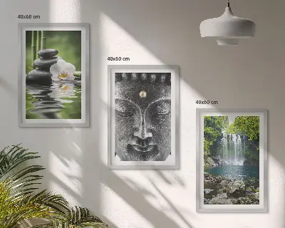 Juego de 3 cuadros piedras de armonía, agua y Buda