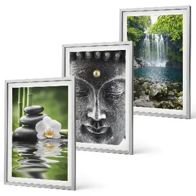 Juego de 3 cuadros piedras de armonía, agua y Buda