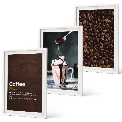 Juego de 3 cuadros Bebida de café con crema batida
