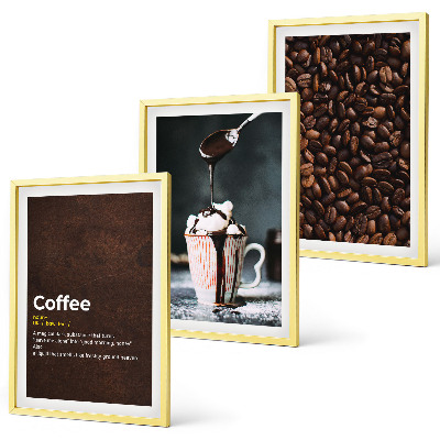 Juego de 3 cuadros Bebida de café con crema batida