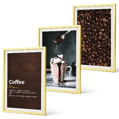 Juego de 3 cuadros con diseño de bebida de café con crema batida