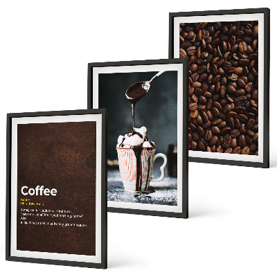 Juego de 3 cuadros Bebida de café con crema batida