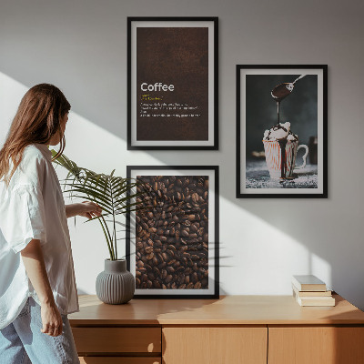 Juego de 3 cuadros Bebida de café con crema batida