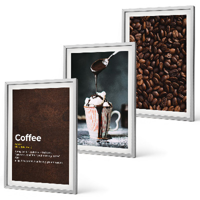 Juego de 3 cuadros Bebida de café con crema batida