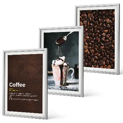 Juego de 3 cuadros con diseño de bebida de café con crema batida
