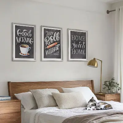 Juego de 3 cuadros con motivos de inscripciones para cocina