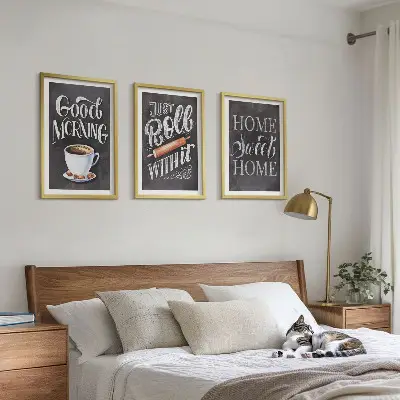 Juego de 3 cuadros con motivos de inscripciones para cocina