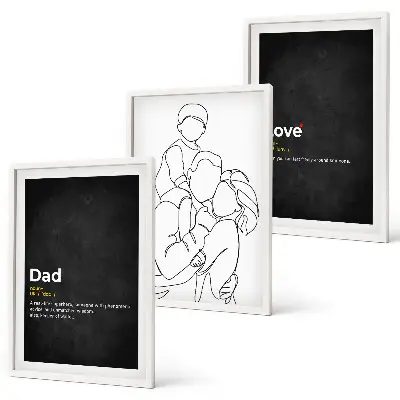 Juego de 3 cuadros arte de línea sobre familia, amor y paternidad