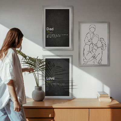 Juego de 3 cuadros Arte de la línea familiar, amor, paternidad