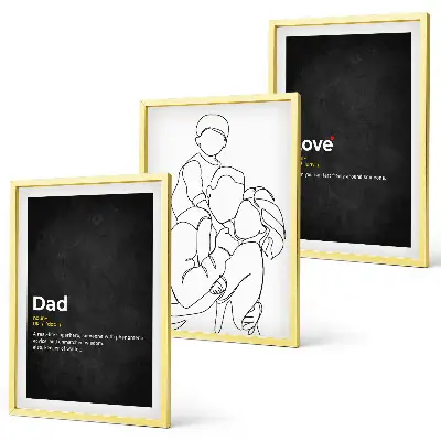 Juego de 3 cuadros arte de línea sobre familia, amor y paternidad