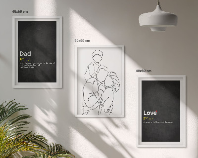 Juego de 3 cuadros Arte de la línea familiar, amor, paternidad