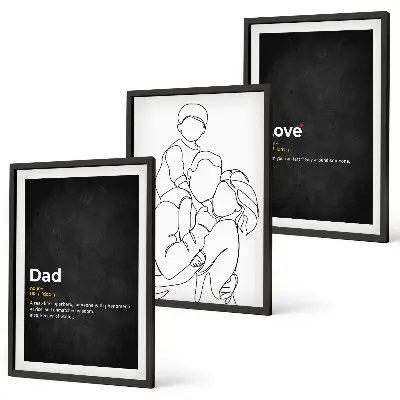 Juego de 3 cuadros arte de línea sobre familia, amor y paternidad