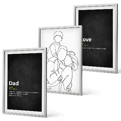 Juego de 3 cuadros arte de línea sobre familia, amor y paternidad