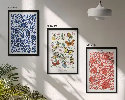 Set de 3 cuadros de flores y mariposas adornos de estilo vintage para salón