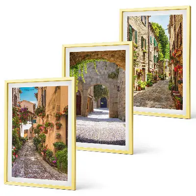 Juego de 3 cuadros con diseño de calles, flores y arquitectura italiana