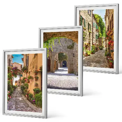 Juego de 3 cuadros con diseño de calles, flores y arquitectura italiana