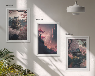 Juego de 3 cuadros Paisajes fantásticos de las montañas de Japón