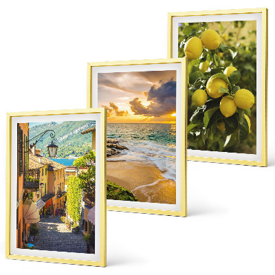 Set de 3 cuadros para salón Calles, mar, playa, árboles cítricos