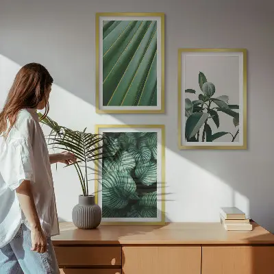 Cuadros decorativos de hojas tropicales juego de 3 piezas estéticas