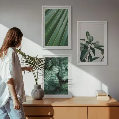 Cuadros decorativos de hojas tropicales juego de 3 piezas estéticas