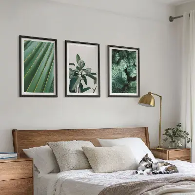 Cuadros decorativos de hojas tropicales juego de 3 piezas estéticas