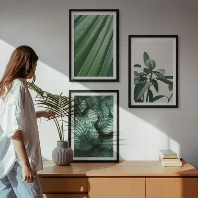 Cuadros decorativos de hojas tropicales juego de 3 piezas estéticas