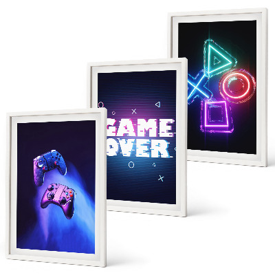 Juego de 3 cuadros Game Over Gamepads