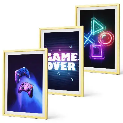 Juego de 3 cuadros diseño de controles de videojuegos Game Over