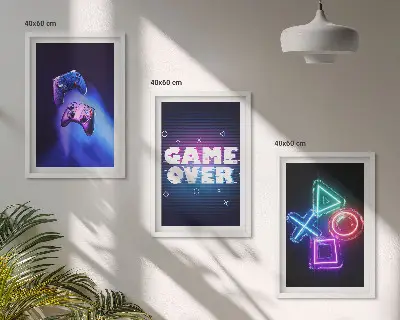Juego de 3 cuadros diseño de controles de videojuegos Game Over