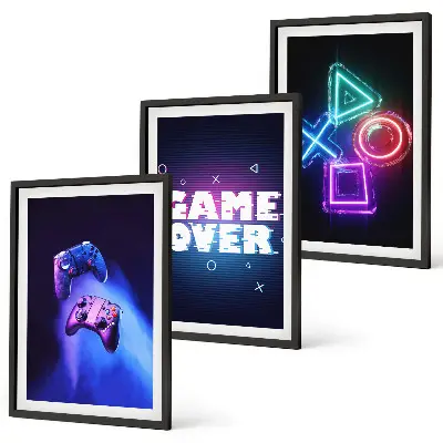Juego de 3 cuadros diseño de controles de videojuegos Game Over