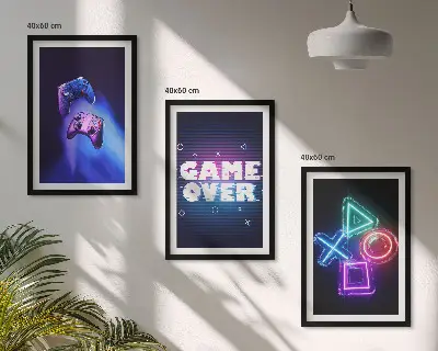 Juego de 3 cuadros diseño de controles de videojuegos Game Over