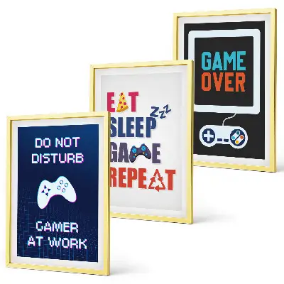 Set de 3 cuadros decorativos para salón con diseño para zona de juegos