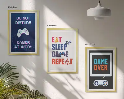 Set de 3 cuadros decorativos para salón con diseño para zona de juegos