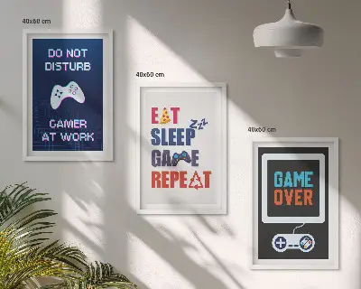 Set de 3 cuadros decorativos para salón con diseño para zona de juegos