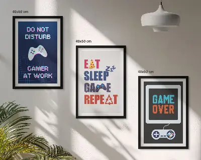 Set de 3 cuadros decorativos para salón con diseño para zona de juegos