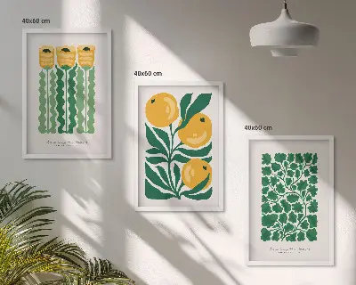 Juego de 3 cuadros con diseños de patrones de plantas, flores y hojas
