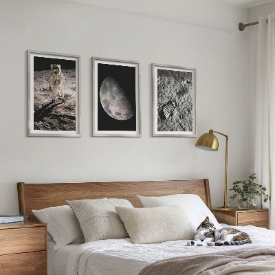 Set de 3 cuadros para salón Foto de astronauta en la Luna