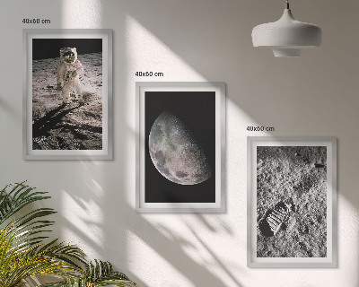 Set de 3 cuadros para salón Foto de astronauta en la Luna