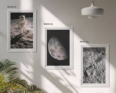 Set de 3 cuadros para salón Foto de astronauta en la Luna