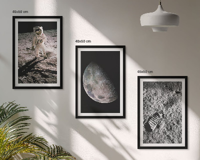 Set de 3 cuadros para salón Foto de astronauta en la Luna