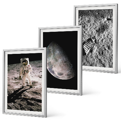 Set de 3 cuadros para salón Foto de astronauta en la Luna