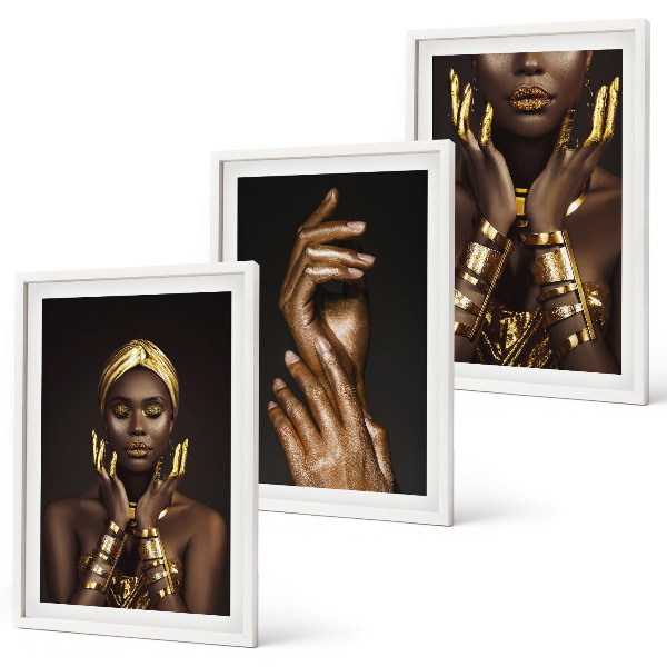 Juego de 3 cuadros Retratos de mujeres africanas
