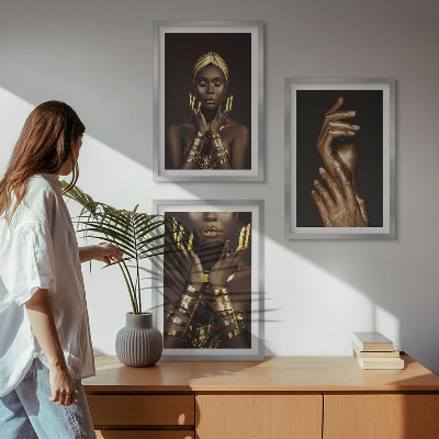 Juego de 3 cuadros Retratos de mujeres africanas