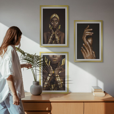 Juego de 3 cuadros Retratos de mujeres africanas