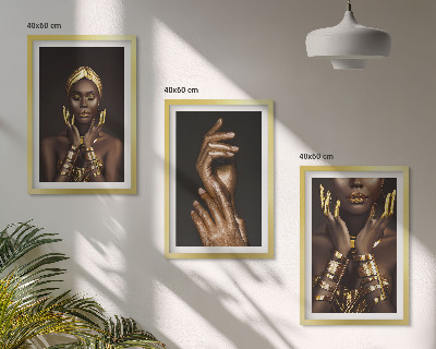 Juego de 3 cuadros Retratos de mujeres africanas