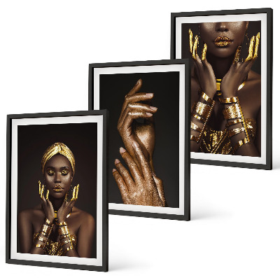 Juego de 3 cuadros Retratos de mujeres africanas